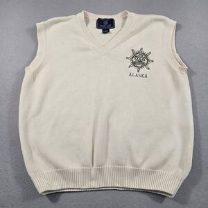 Northern Lights Vintage Men's Large Knit Sweater Vest Embroidered Alaska Sun